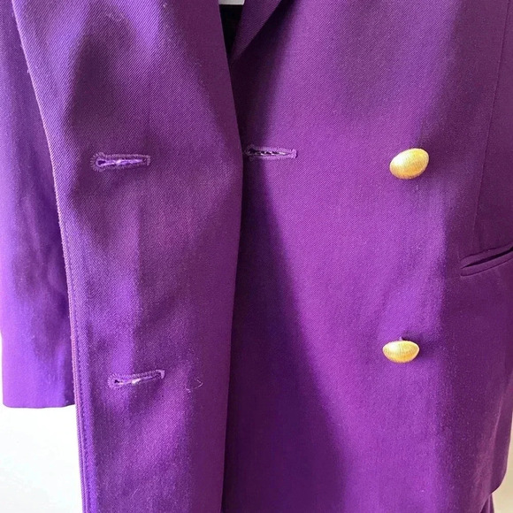 Vintage Saville 100% Wool Two Piece Pleated Skirt Purple Suit Size 12 - Picture 11 of 14